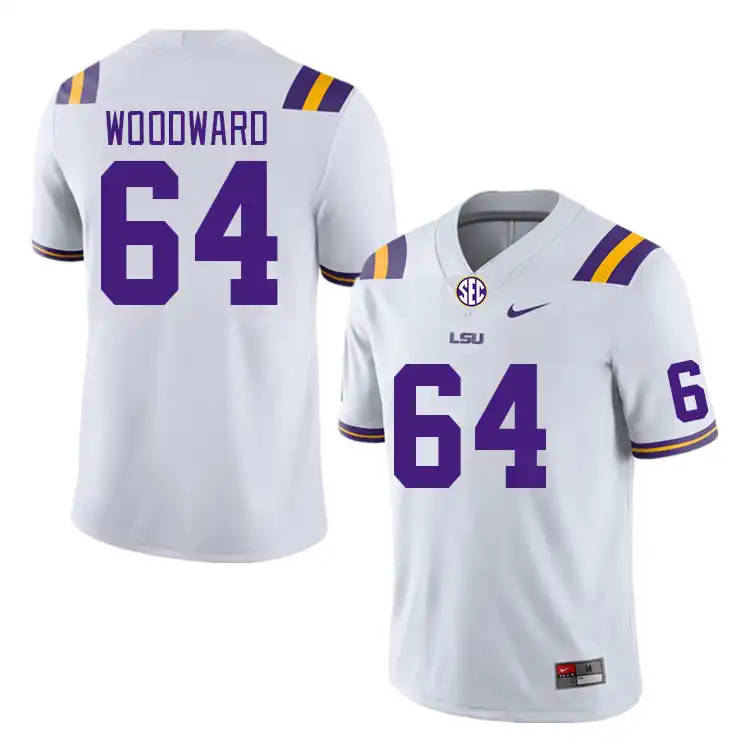 Men's LSU Tigers Wes Woodward #64 White NCAA Football Jersey